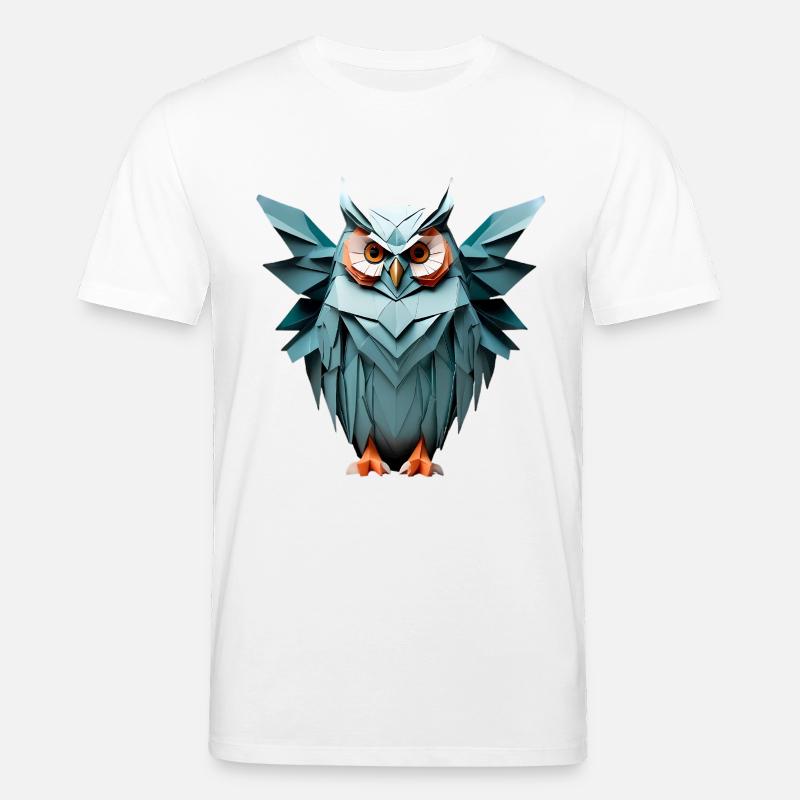 Blau Low-Poly Eule Design - Stanley/Stella Unisex Bio-T-Shirt CREATOR  - Weiß