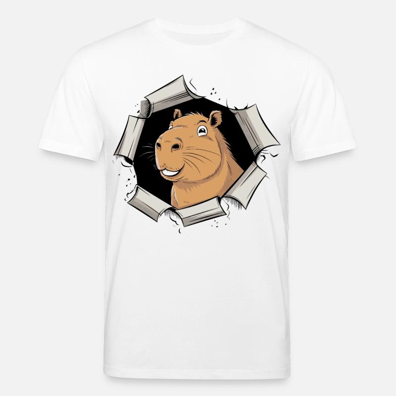 Capybara Comic – friedlicher Durchbruch - Stanley/Stella Unisex Bio-T-Shirt CREATOR  - Weiß