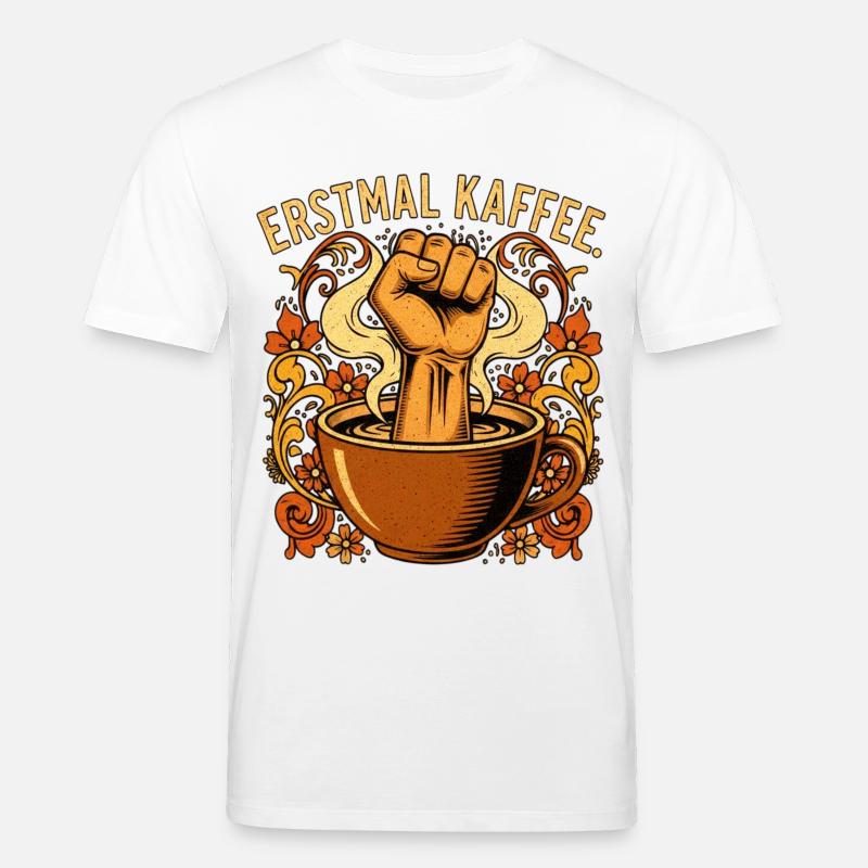 Déclaration de First Coffee Faust - T-shirt bio CREATOR Stanley/Stella Unisexe - blanc