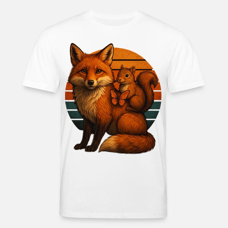 Fuchs Eichhörnchen Retro Tierfreunde - Stanley/Stella Unisex Bio-T-Shirt CREATOR  - Weiß
