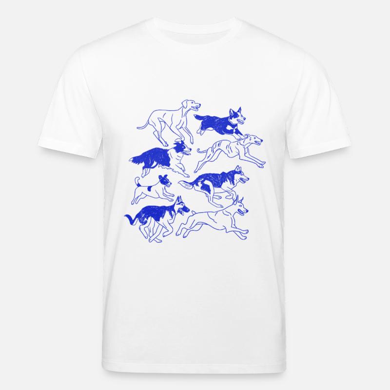Dynamisches Hunde-Silhouetten-Rudel - Stanley/Stella Unisex Bio-T-Shirt CREATOR  - Weiß