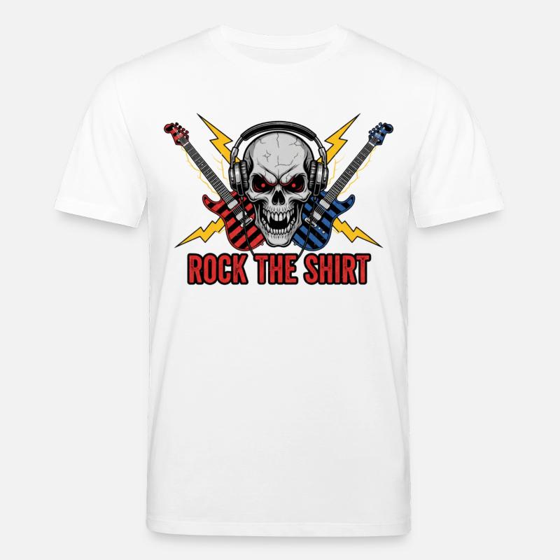 Tshirt Schädel Rock Gitarren Kopfhörer - Stanley/Stella Unisex Bio-T-Shirt CREATOR  - Weiß