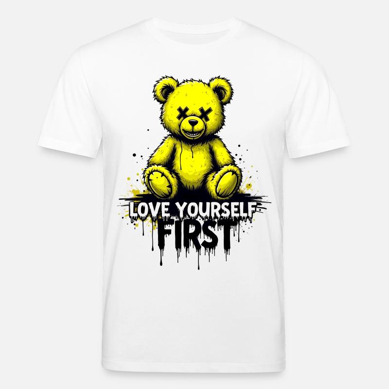 Aime-toi d’abord Teddy Bear Graffiti - T-shirt bio CREATOR Stanley/Stella Unisexe - blanc