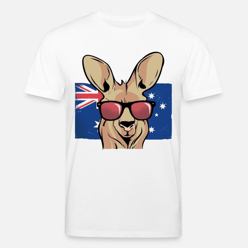 Känguru mit Sonnenbrillen Aussie Flagge - Stanley/Stella Unisex Bio-T-Shirt CREATOR  - Weiß