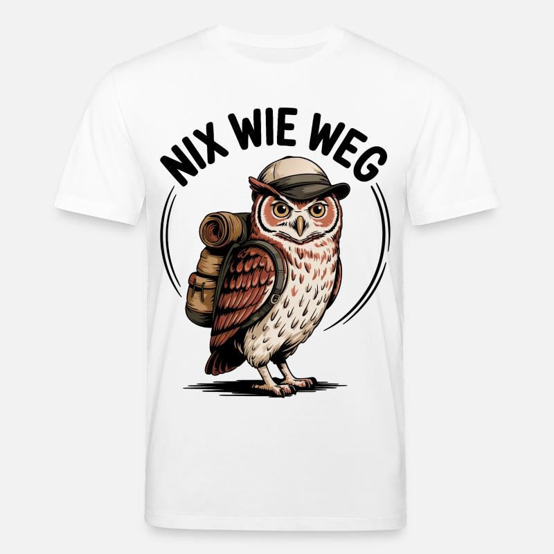 Wandernde Eule mit Rucksack - Stanley/Stella Unisex Bio-T-Shirt CREATOR  - Weiß