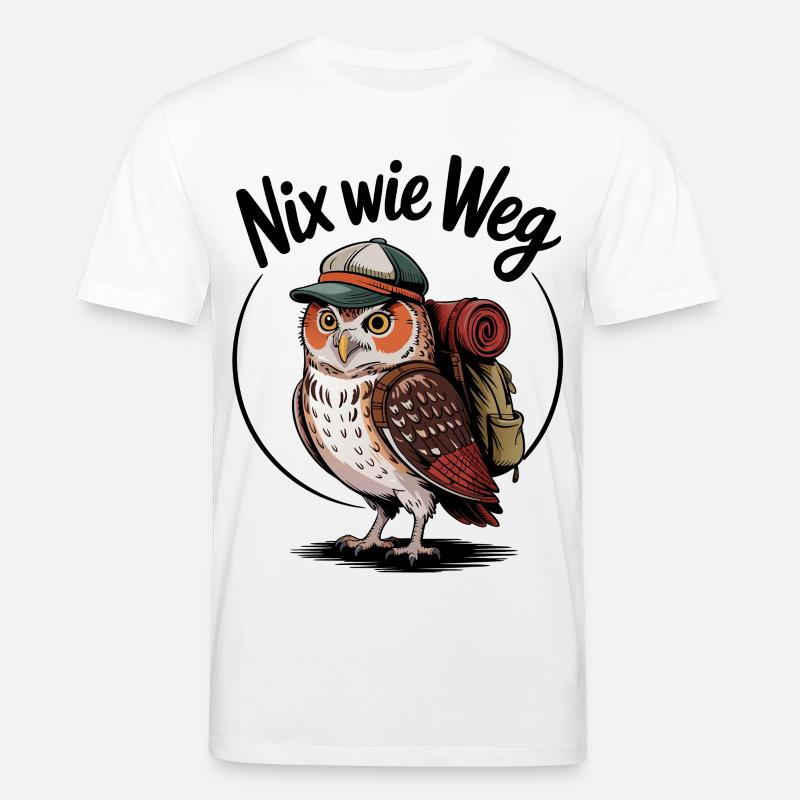 Forest hiker owl with backpack - Stanley/Stella CREATOR Unisex Organic T-Shirt - white