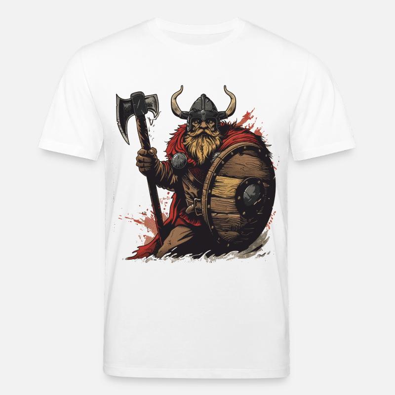 Wikinger Krieger mit Axt und Schild - Stanley/Stella Unisex Bio-T-Shirt CREATOR  - Weiß