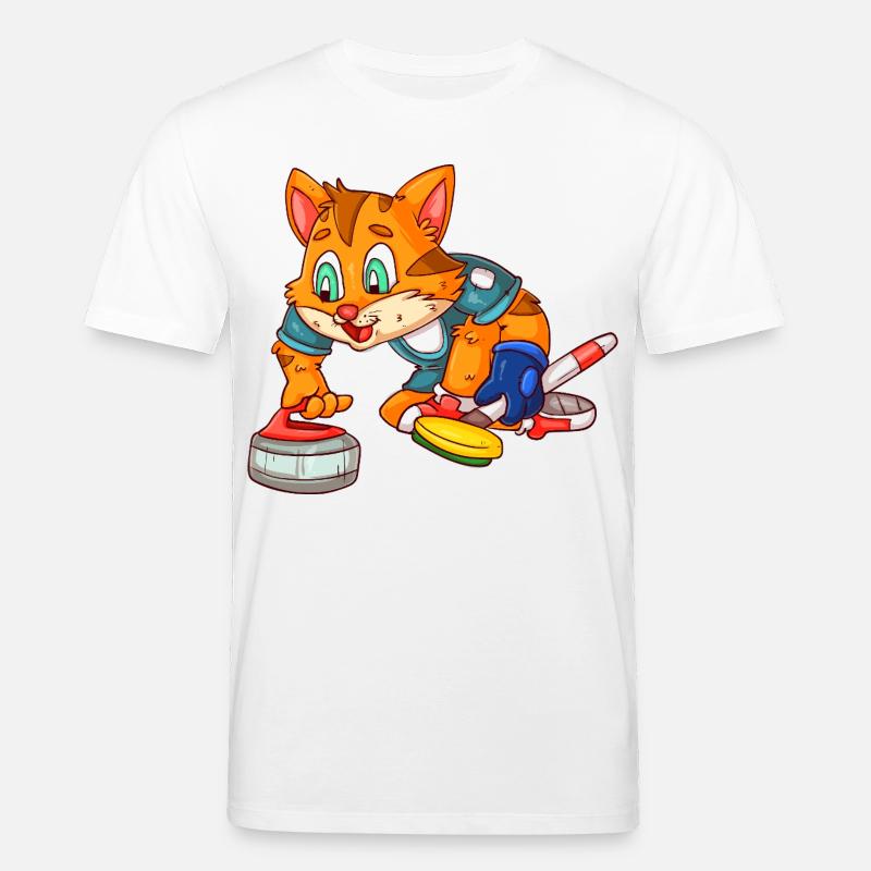 Curlingspieler Katze - Stanley/Stella Unisex Bio-T-Shirt CREATOR  - Weiß