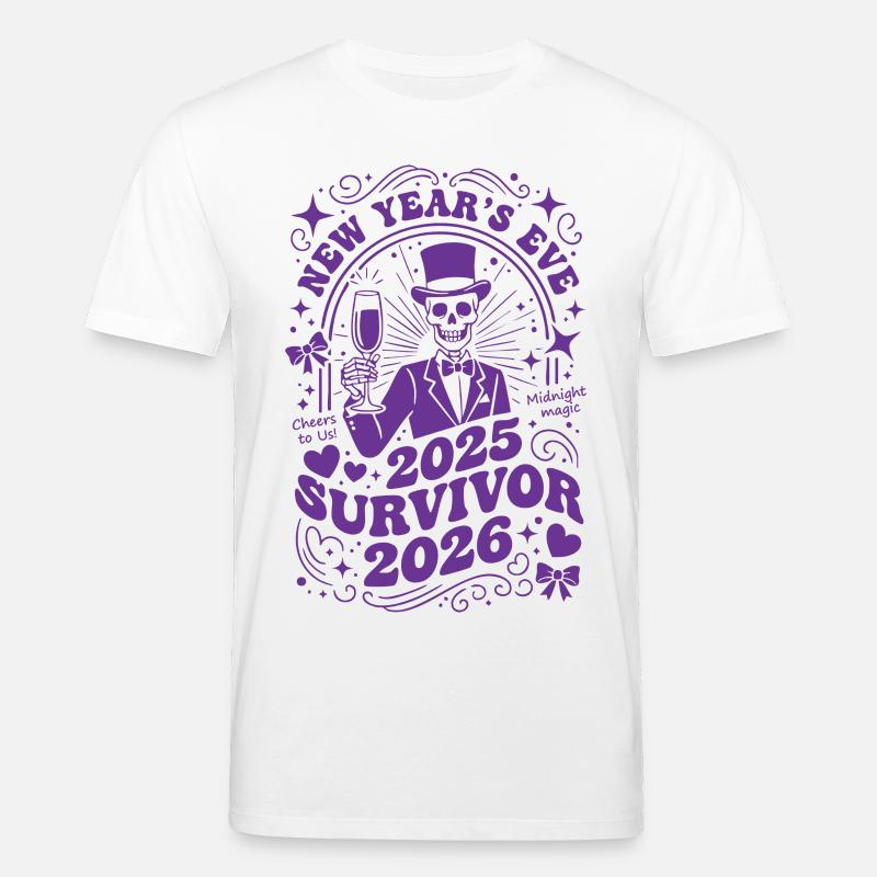 Silvester 2025 Überlebender 2026 Mitternachtsmagie - Stanley/Stella Unisex Bio-T-Shirt CREATOR - Weiß