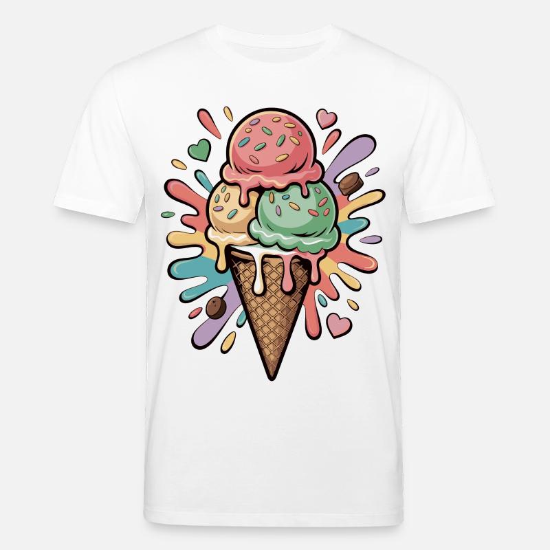 Bunte Eiscreme Explosion - Stanley/Stella Unisex Bio-T-Shirt CREATOR  - Weiß