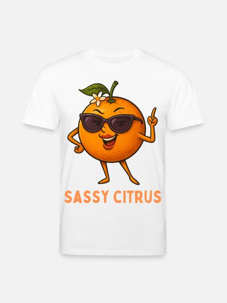 Sassy Citrus with sunglasses - Stanley/Stella CREATOR Unisex Organic T-Shirt - white