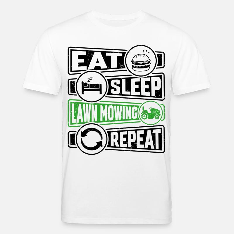 Eat Sleep Lawn Mowing Repeat - Stanley/Stella Unisex Bio-T-Shirt CREATOR  - Weiß
