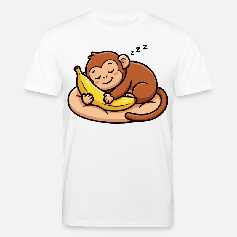 Schlafender Affe mit Banane - Stanley/Stella Unisex Bio-T-Shirt CREATOR  - Weiß