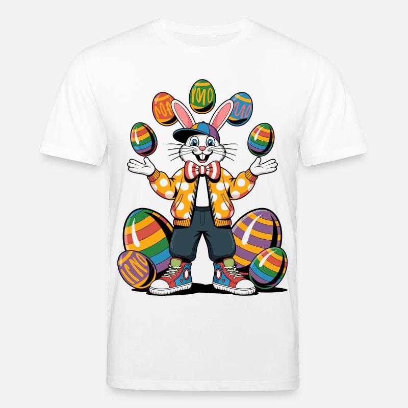 Bunter Osterhase mit Eierkranz - Stanley/Stella Unisex Bio-T-Shirt CREATOR  - Weiß