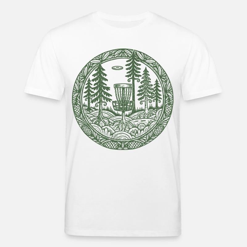 Forest Disc Golf Basket Flying Disc Course Scene - Stanley/Stella CREATOR Unisex Organic T-Shirt - white