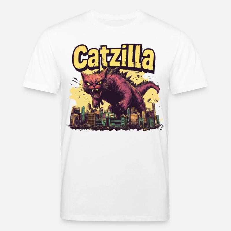 Catzilla-Skyline-Monster - Stanley/Stella Unisex Bio-T-Shirt CREATOR  - Weiß