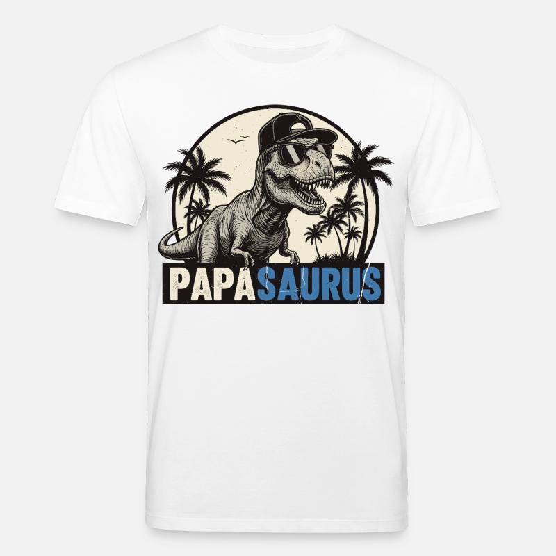 Papasaurus – Cool T-Rex Father Design - T-shirt bio CREATOR Stanley/Stella Unisexe - blanc