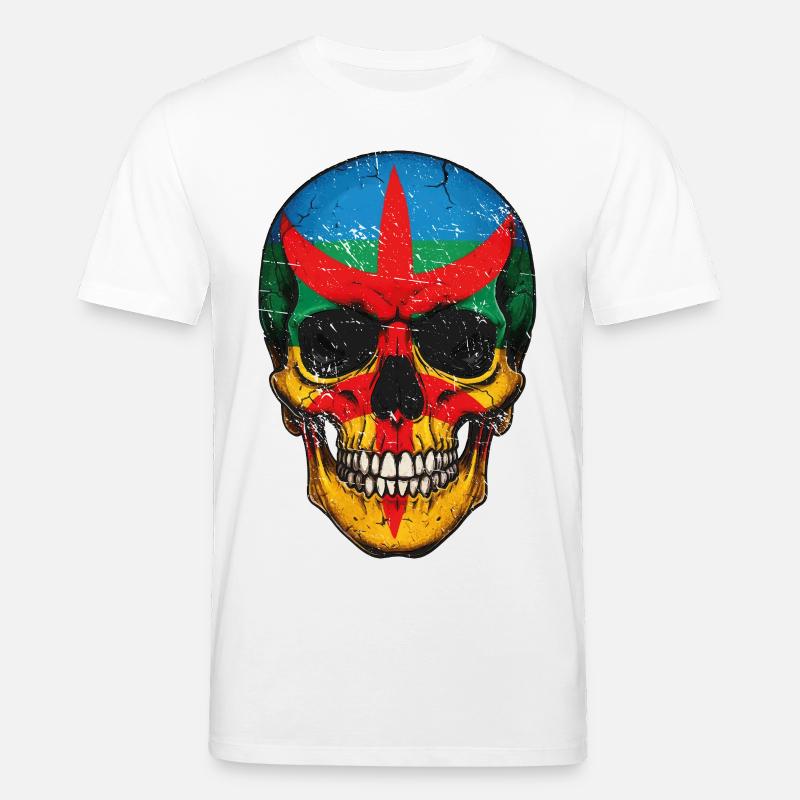 Bunte Berberflaggen-Schädel – Berber-Schädel - Stanley/Stella Unisex Bio-T-Shirt CREATOR  - Weiß