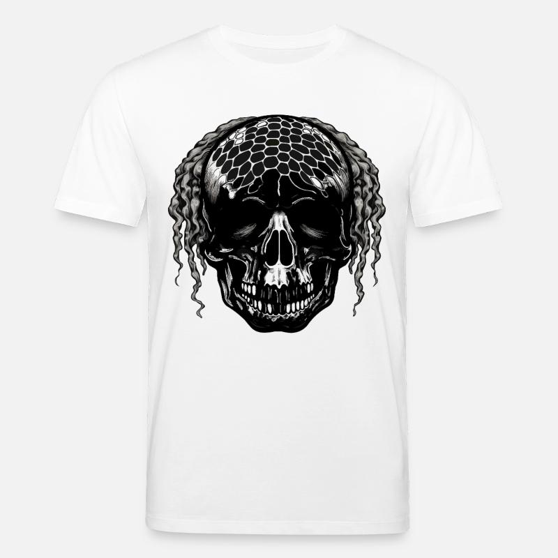 Schädel mit Netzmuster Dreadlocks - Stanley/Stella Unisex Bio-T-Shirt CREATOR  - Weiß