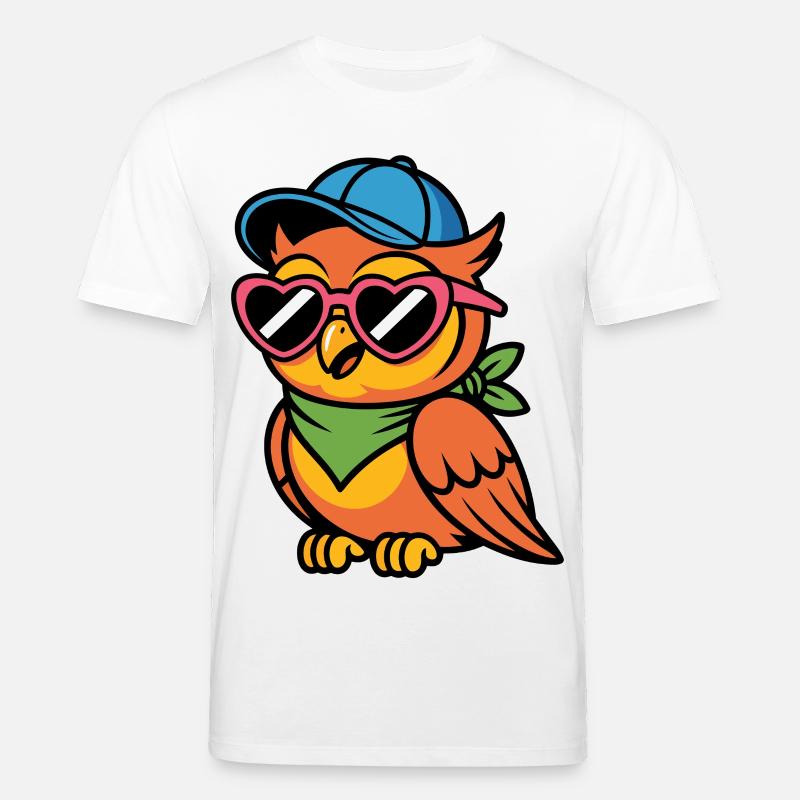 Lustige  Eule mit Sonnenbrille - Stanley/Stella Unisex Bio-T-Shirt CREATOR  - Weiß