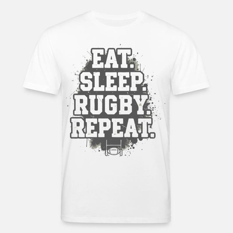 Manger et dormir Rugby Répéter - T-shirt bio CREATOR Stanley/Stella Unisexe - blanc