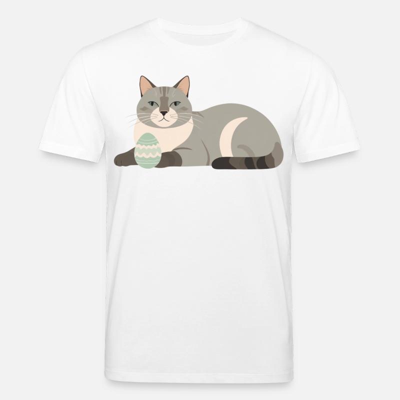 Chat de Pâques en gris pastel - T-shirt bio CREATOR Stanley/Stella Unisexe - blanc