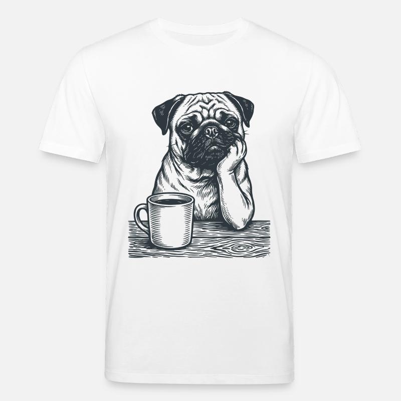 Echter Mops Kaffee Morgenmuffel Look - Stanley/Stella Unisex Bio-T-Shirt CREATOR  - Weiß
