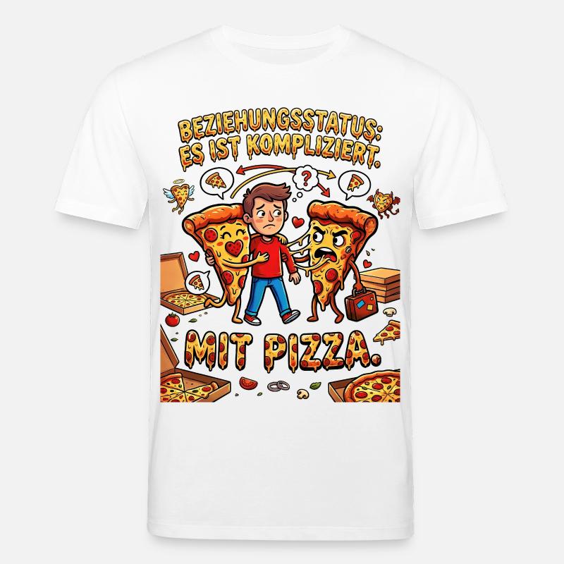 Beziehungsstatus Es ist kompliziert mit Pizza - Stanley/Stella Unisex Bio-T-Shirt CREATOR  - Weiß