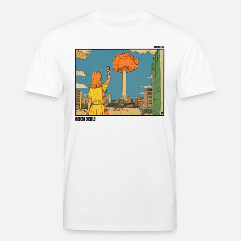 Selfie devant un Nuclear Puff - T-shirt bio CREATOR Stanley/Stella Unisexe - blanc