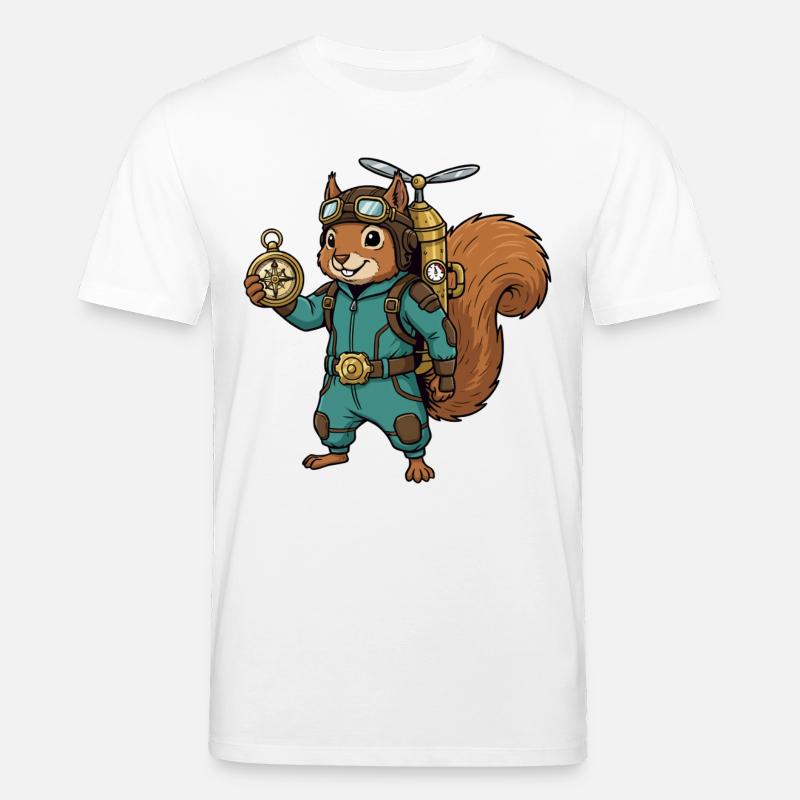 Squirrel Steampunk Aviator Jetpack-Kompass - Stanley/Stella Unisex Bio-T-Shirt CREATOR  - Weiß