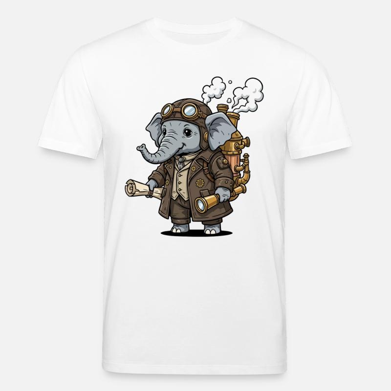 Elephant Explorer Steampunk Steampunk Retro - Stanley/Stella Unisex Bio-T-Shirt CREATOR  - Weiß