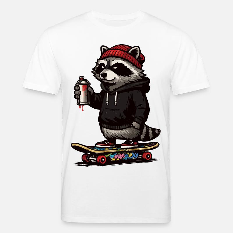 Waschbär Skate Graffiti - Stanley/Stella Unisex Bio-T-Shirt CREATOR  - Weiß