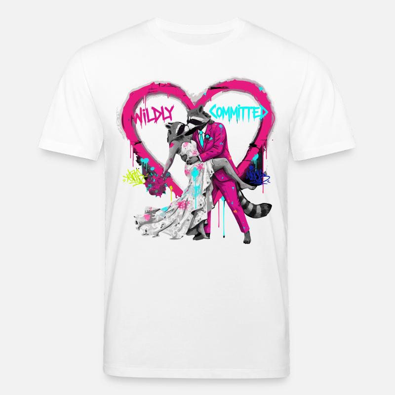 Wildly Committed Waschbär Hochzeit - Stanley/Stella Unisex Bio-T-Shirt CREATOR - Weiß