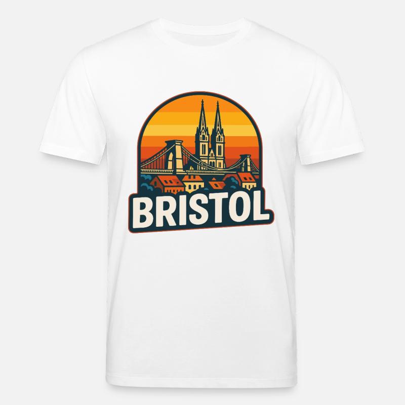 Bristol Retro Sunset Hängebrücken-Design - Stanley/Stella Unisex Bio-T-Shirt CREATOR  - Weiß