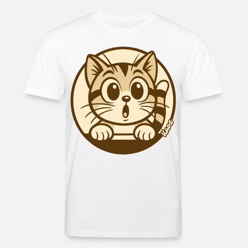 Neugieriges Kätzchen--Abzeichen - Stanley/Stella Unisex Bio-T-Shirt CREATOR  - Weiß