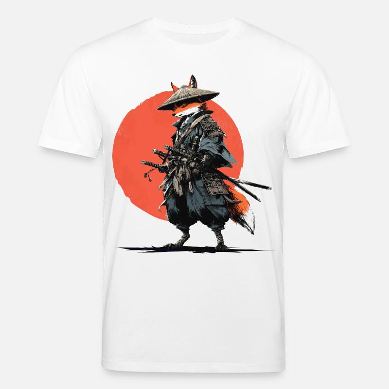 Fuchs-Samurai unter Ember Sun - Stanley/Stella Unisex Bio-T-Shirt CREATOR  - Weiß