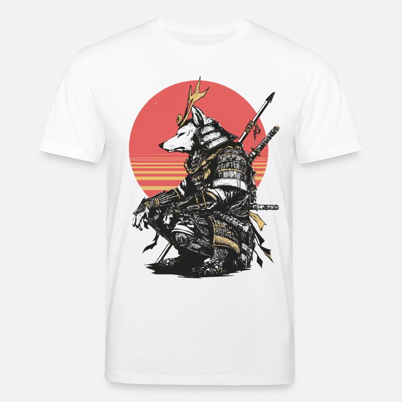 Wolf Samurai in Sunset Armor - Stanley/Stella CREATOR Unisex Organic T-Shirt - white