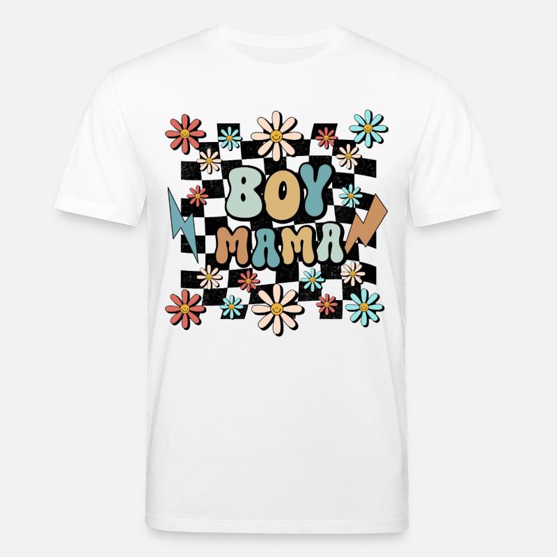 Boy Mama Blumen Muster Mutter Schwangerschaft - Stanley/Stella Unisex Bio-T-Shirt CREATOR  - Weiß
