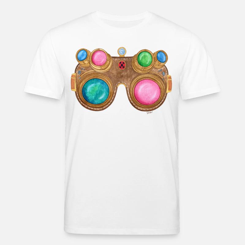 Regenbogen-Steampunk-Brille - Stanley/Stella Unisex Bio-T-Shirt CREATOR - Weiß