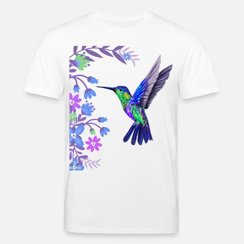 Kolibri Vogel Design mit botanischen Blumen - Stanley/Stella Unisex Bio-T-Shirt CREATOR - Weiß