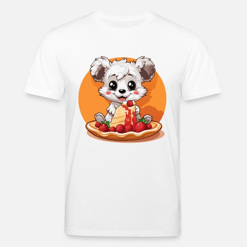 Kawaii Panda mit Pancake-Torte - Stanley/Stella Unisex Bio-T-Shirt CREATOR - Weiß