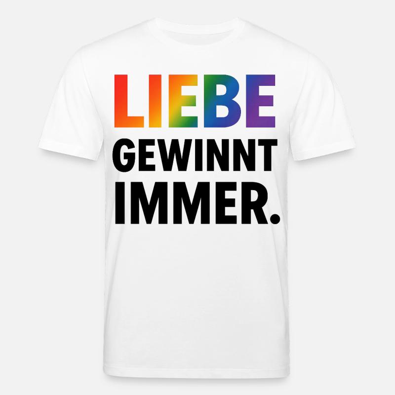 Regenbogen Spruch Liebe Gewinnt Immer - Stanley/Stella Unisex Bio-T-Shirt CREATOR - Weiß