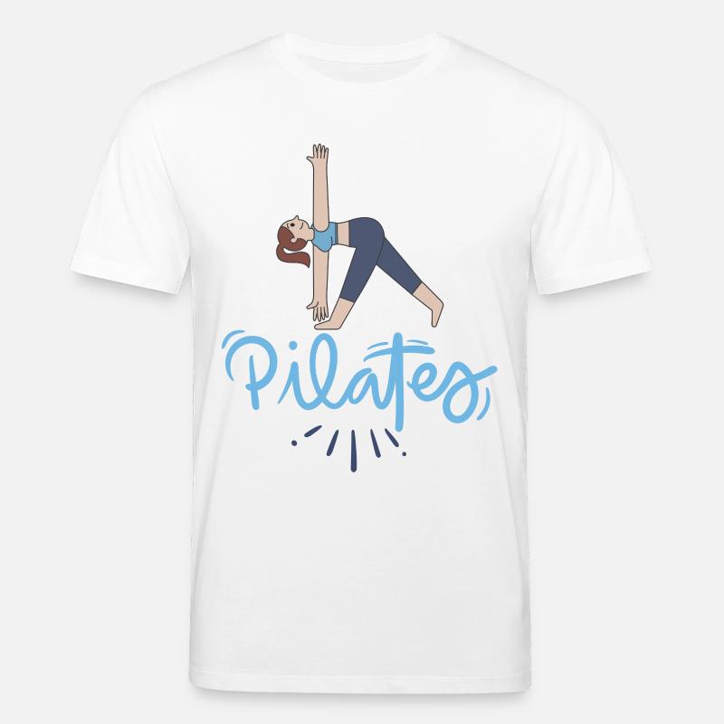 Pilates Pose et Lettrage Bleu - T-shirt bio CREATOR Stanley/Stella Unisexe - blanc