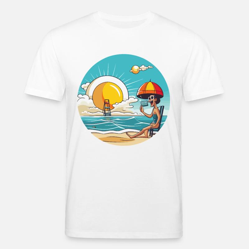 Dessin animé rétro Beach Sun - T-shirt bio CREATOR Stanley/Stella Unisexe - blanc