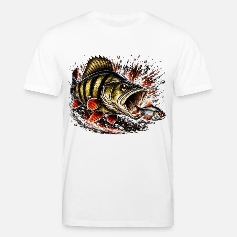 Explosive Perch Predator Fishing Design - Stanley/Stella CREATOR Unisex Organic T-Shirt - white