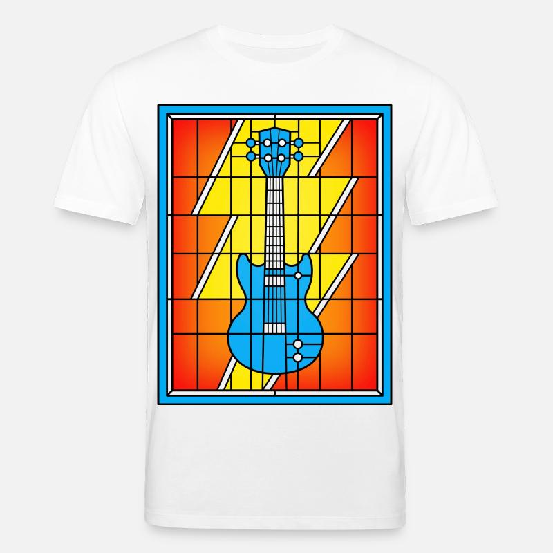 Buntglas-Blaue Gitarre - Stanley/Stella Unisex Bio-T-Shirt CREATOR  - Weiß