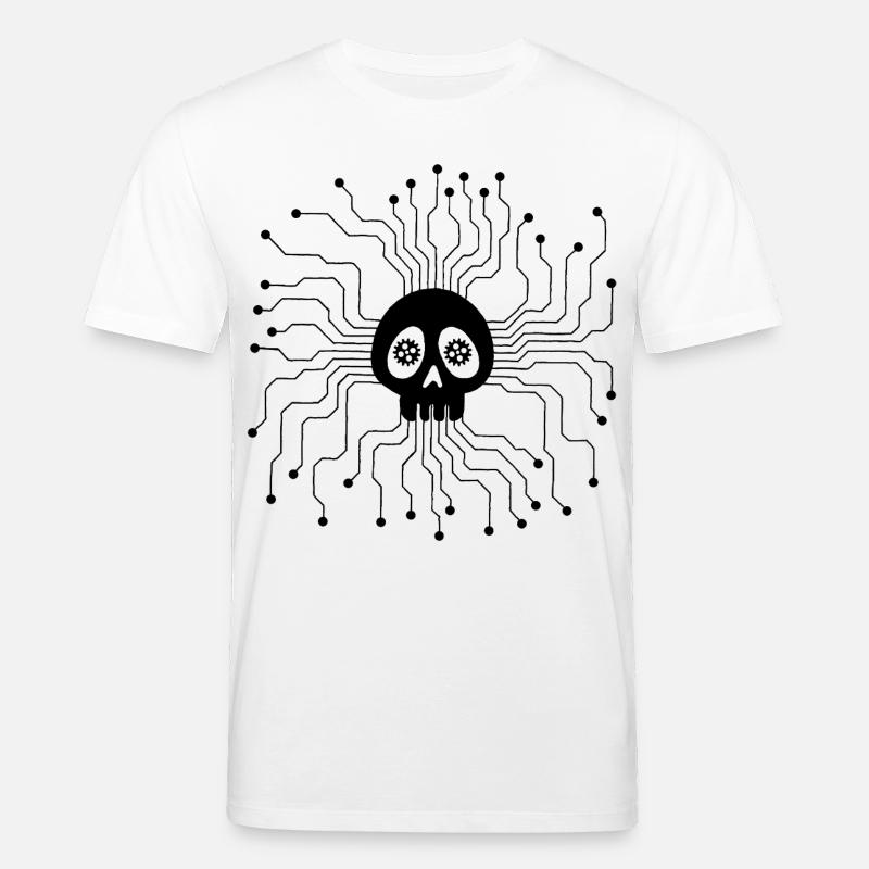 Microprocessor Skull (Black) - Stanley/Stella CREATOR Unisex Organic T-Shirt - white