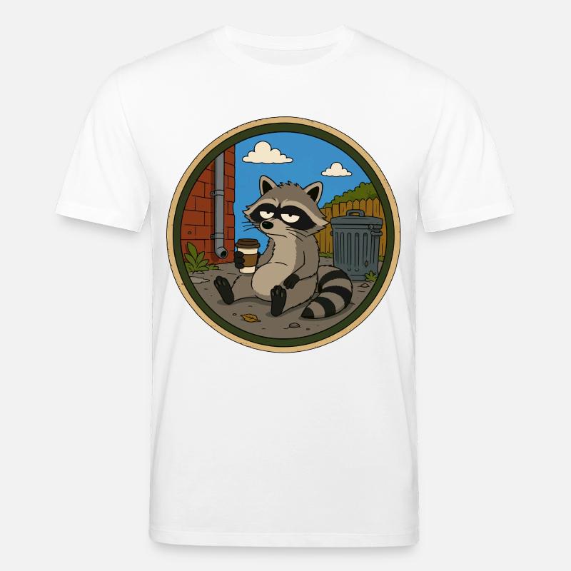 Waschbär in der Kaffeepause - Stanley/Stella Unisex Bio-T-Shirt CREATOR  - Weiß
