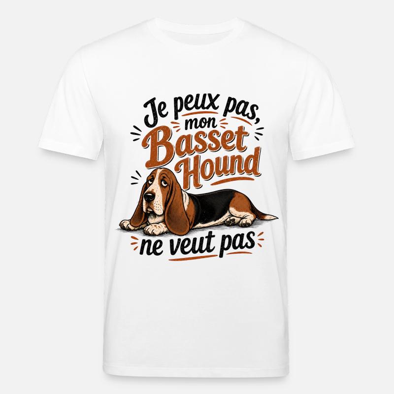 Basset Hound Décontracté - T-shirt bio CREATOR Stanley/Stella Unisexe - blanc