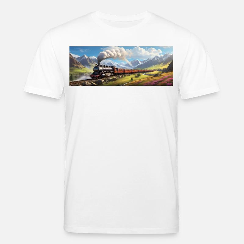 Nostalgischer Eisenbahnzug mit Dampflokomotive - Stanley/Stella Unisex Bio-T-Shirt CREATOR  - Weiß